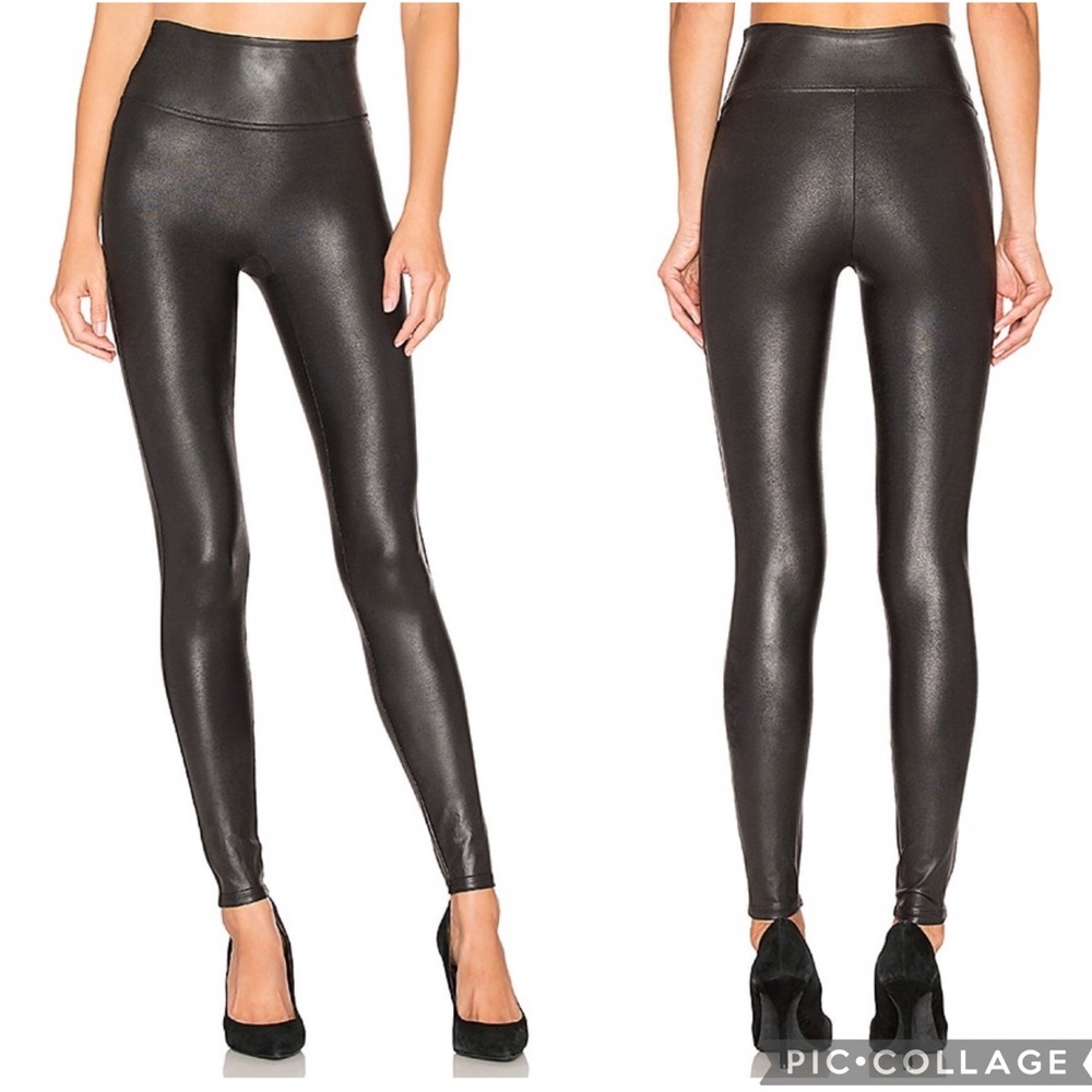 SPANX Faux Leather High-Waist Leggings in Black